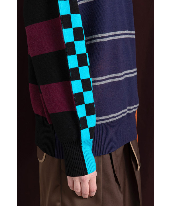 MULTI BORDER 2WAY KNIT