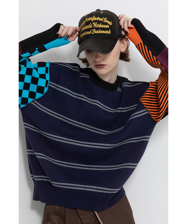 MULTI BORDER 2WAY KNIT