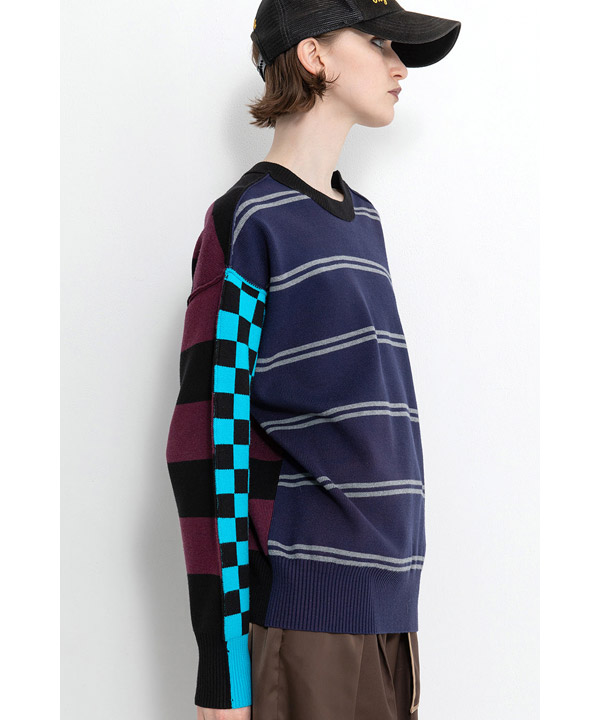 MULTI BORDER 2WAY KNIT