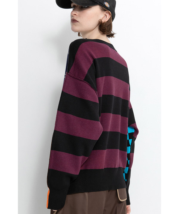 MULTI BORDER 2WAY KNIT