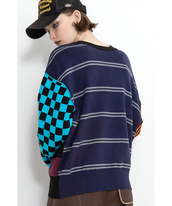 MULTI BORDER 2WAY KNIT