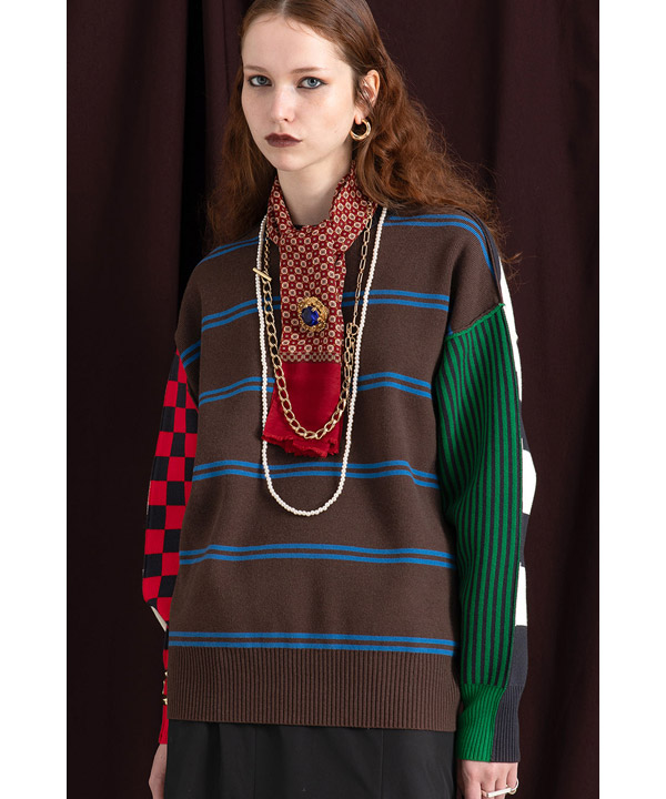 MULTI BORDER 2WAY KNIT