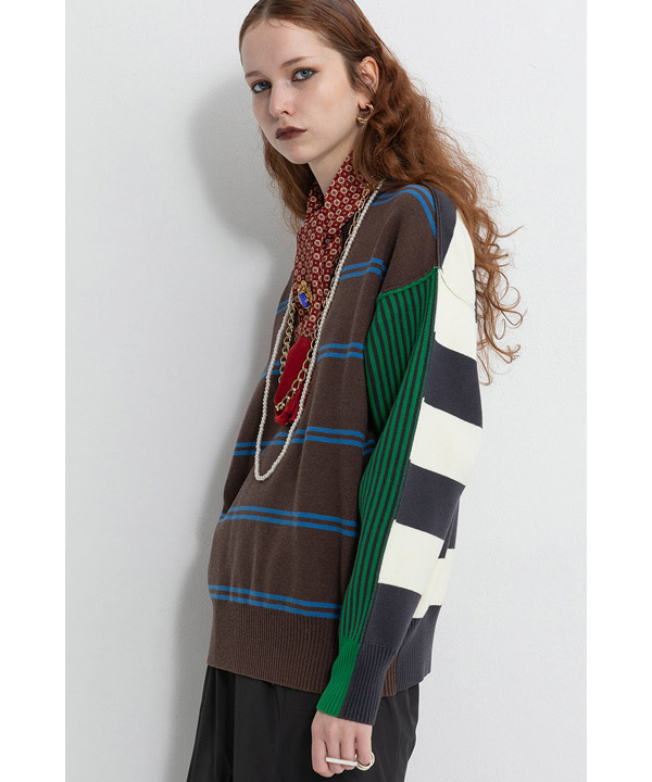 MULTI BORDER 2WAY KNIT