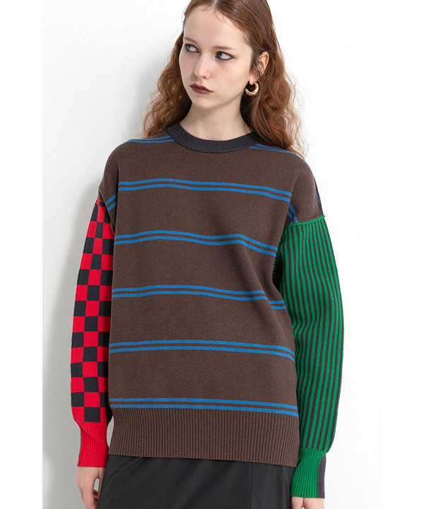 MULTI BORDER 2WAY KNIT