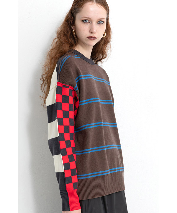 MULTI BORDER 2WAY KNIT