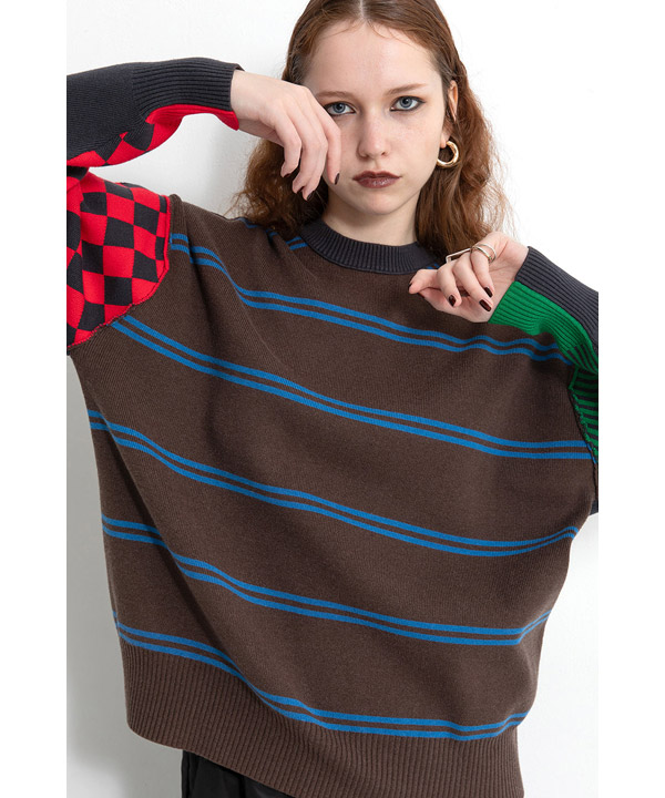 MULTI BORDER 2WAY KNIT