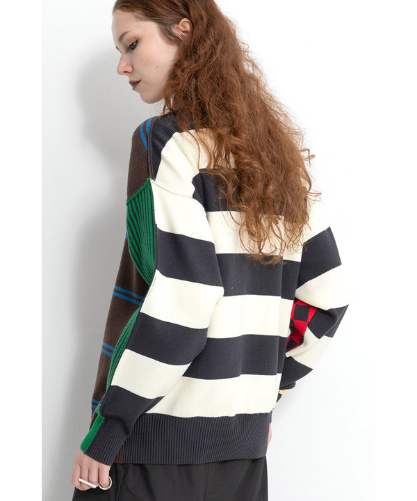 MULTI BORDER 2WAY KNIT