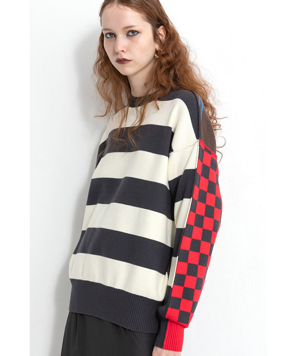 MULTI BORDER 2WAY KNIT