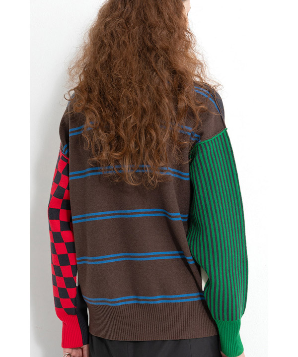 MULTI BORDER 2WAY KNIT