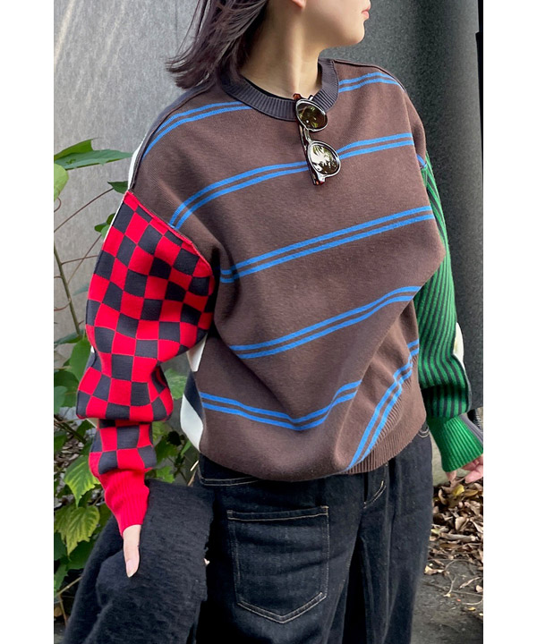 MULTI BORDER 2WAY KNIT