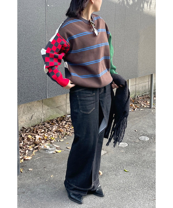 MULTI BORDER 2WAY KNIT