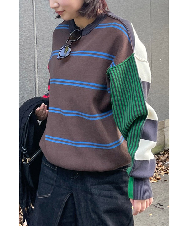 MULTI BORDER 2WAY KNIT