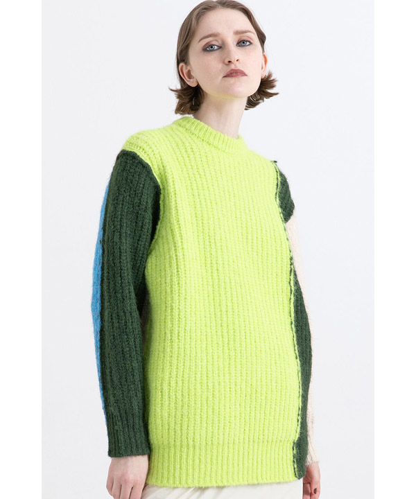 2WAY COLOR BLOCK PULL KNIT