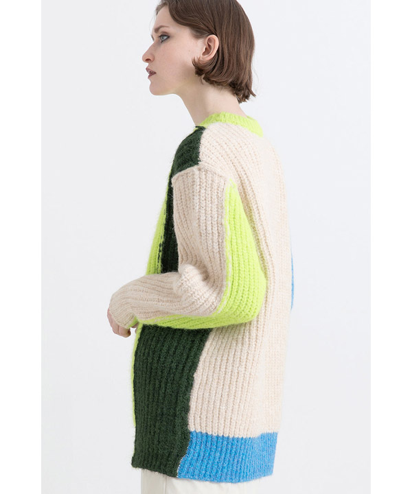 2WAY COLOR BLOCK PULL KNIT