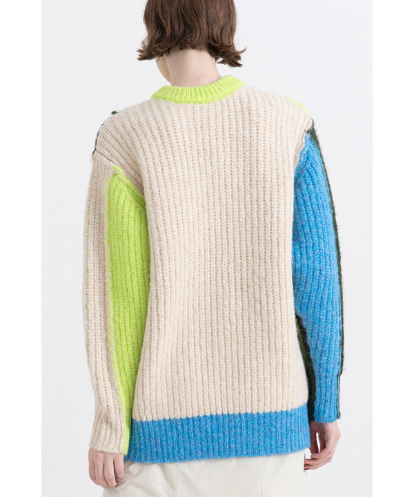 2WAY COLOR BLOCK PULL KNIT