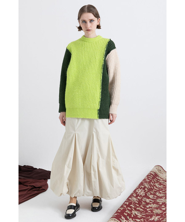 2WAY COLOR BLOCK PULL KNIT