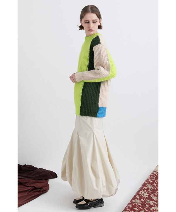 2WAY COLOR BLOCK PULL KNIT