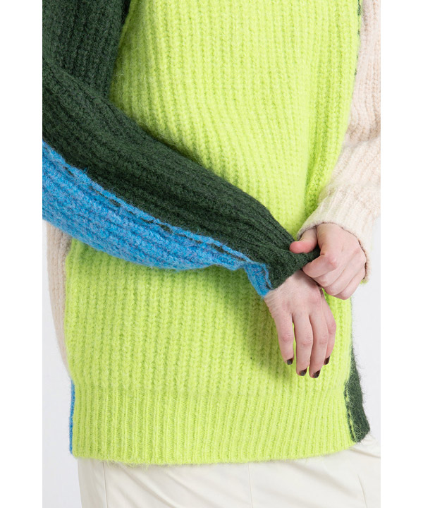 2WAY COLOR BLOCK PULL KNIT