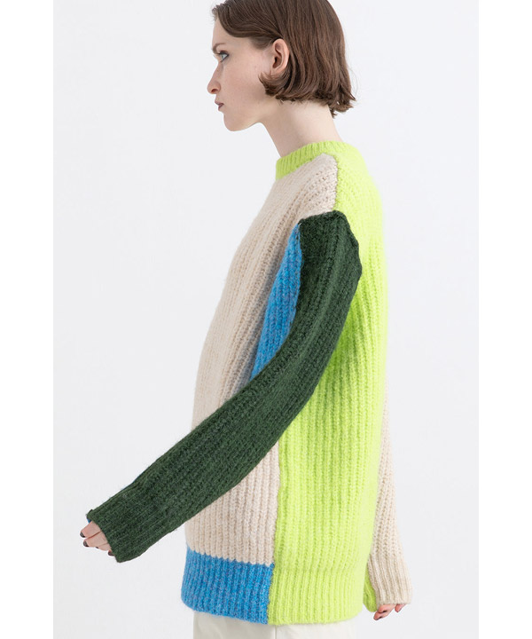 2WAY COLOR BLOCK PULL KNIT
