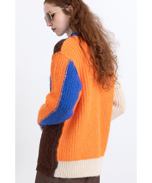 2WAY COLOR BLOCK PULL KNIT