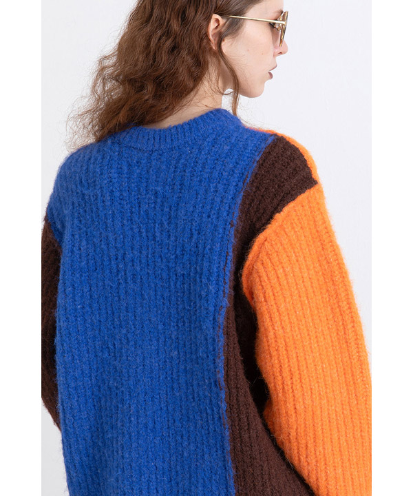 2WAY COLOR BLOCK PULL KNIT