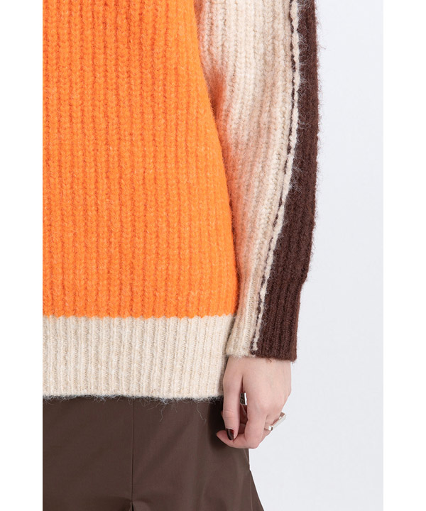 2WAY COLOR BLOCK PULL KNIT