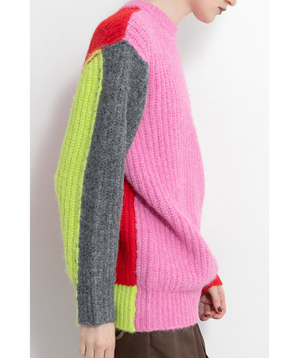 2WAY COLOR BLOCK PULL KNIT