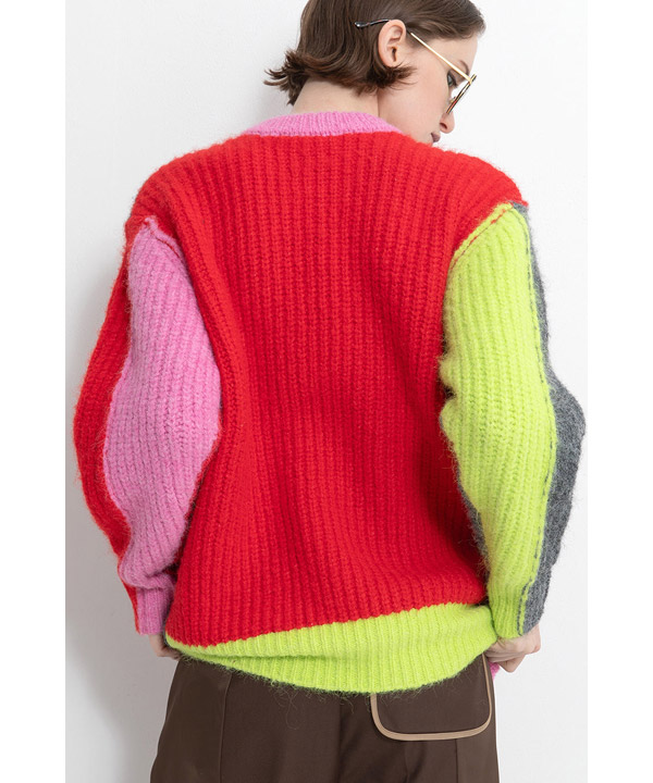 2WAY COLOR BLOCK PULL KNIT