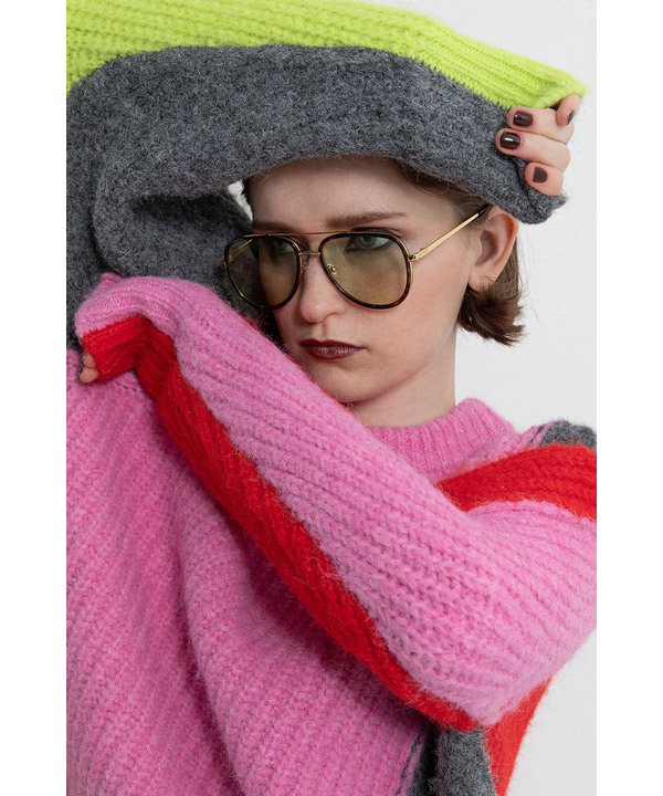 2WAY COLOR BLOCK PULL KNIT