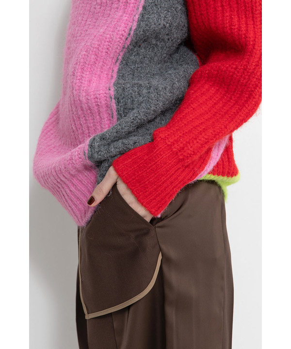 2WAY COLOR BLOCK PULL KNIT