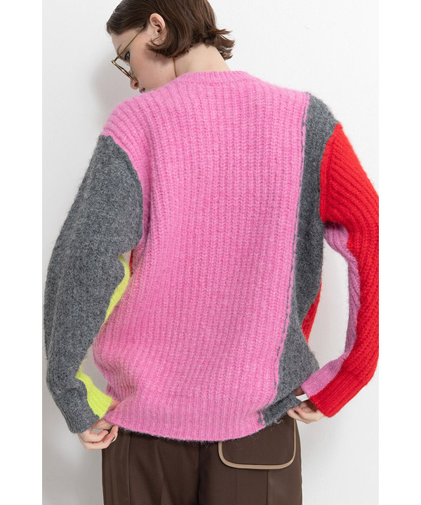 2WAY COLOR BLOCK PULL KNIT