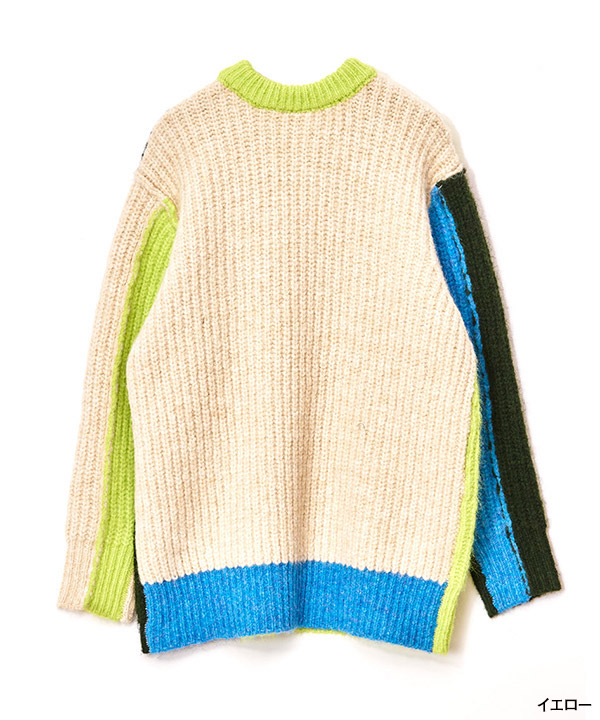 2WAY COLOR BLOCK PULL KNIT