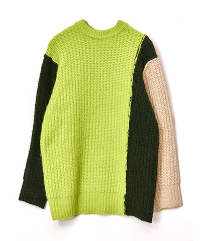 2WAY COLOR BLOCK PULL KNIT