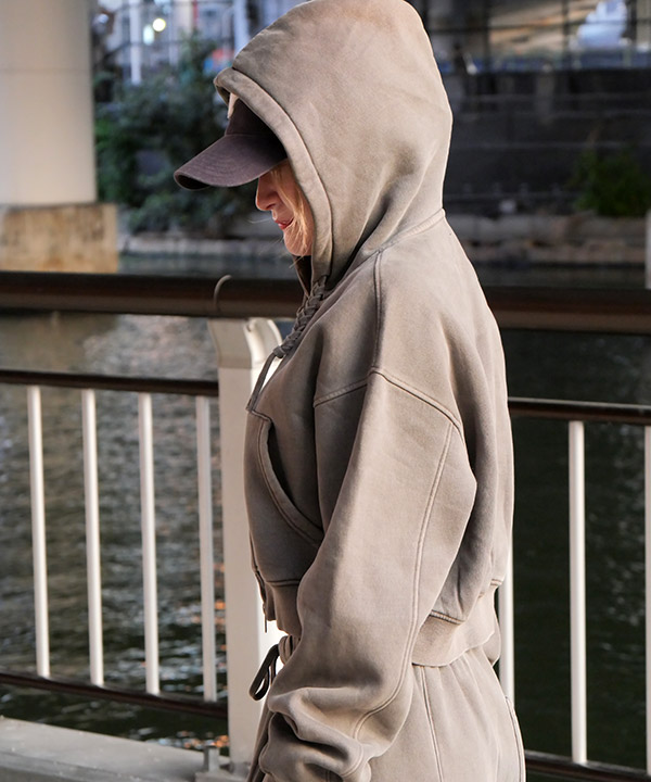 OG PIGMENT CROPPED ZIP HOODIE(WOMEN)
