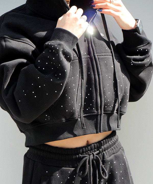 RHINESTONE ZIP PARKA