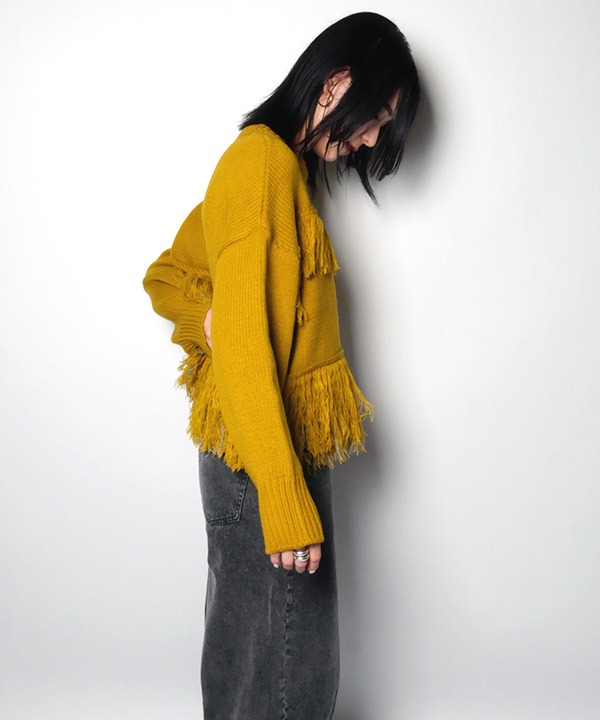 BICOLOR FRINGE KNIT