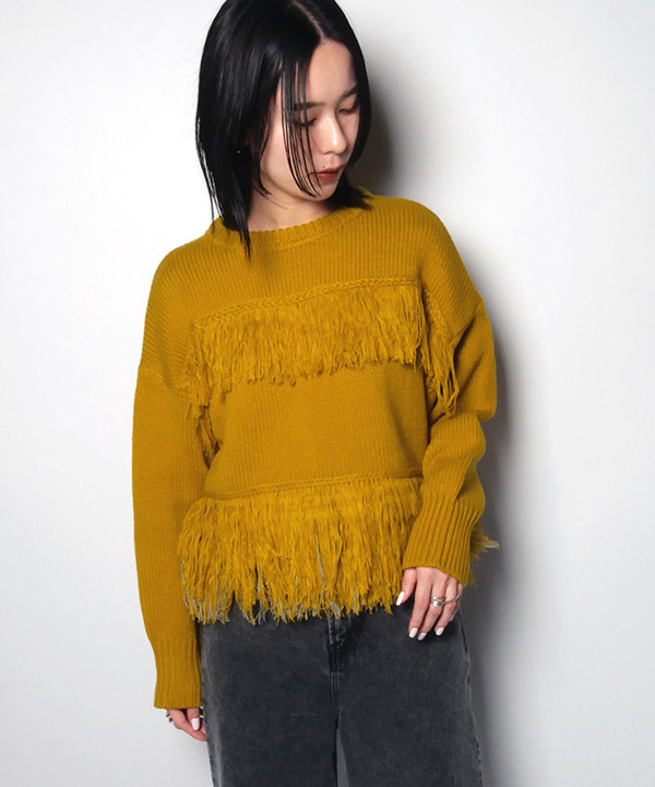 BICOLOR FRINGE KNIT