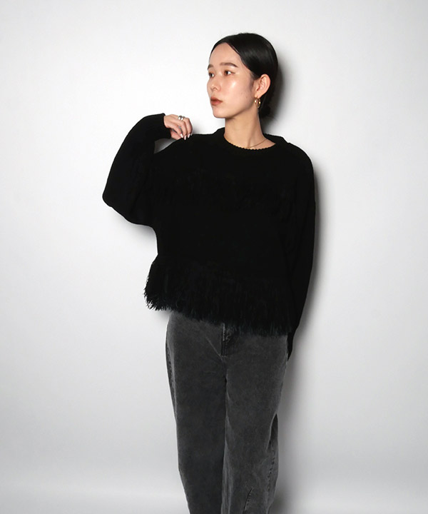 BICOLOR FRINGE KNIT