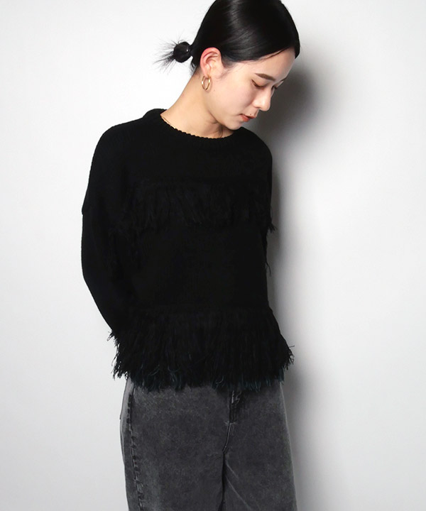 BICOLOR FRINGE KNIT
