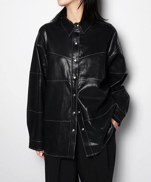 FAKE LEATHER JKT(ブラック)