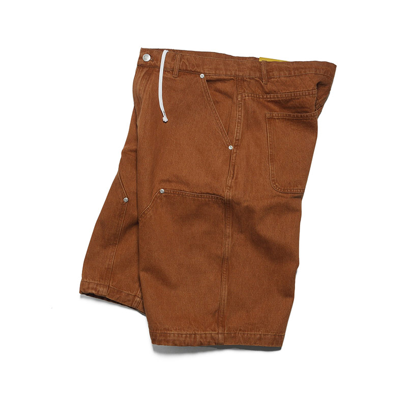 W KNEE BIG DENIM SHORTS -BROWN-