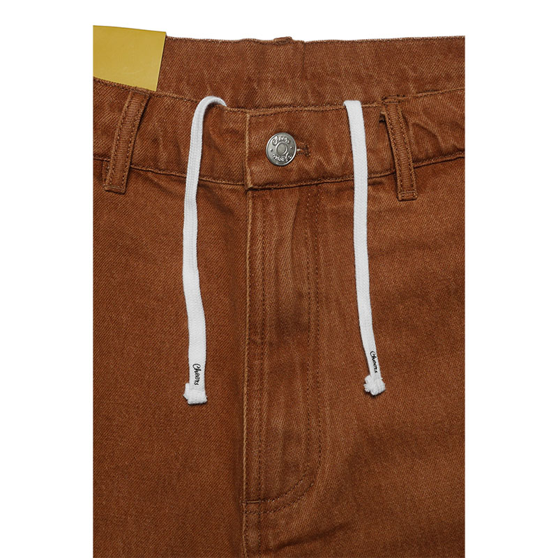 W KNEE BIG DENIM SHORTS -BROWN-