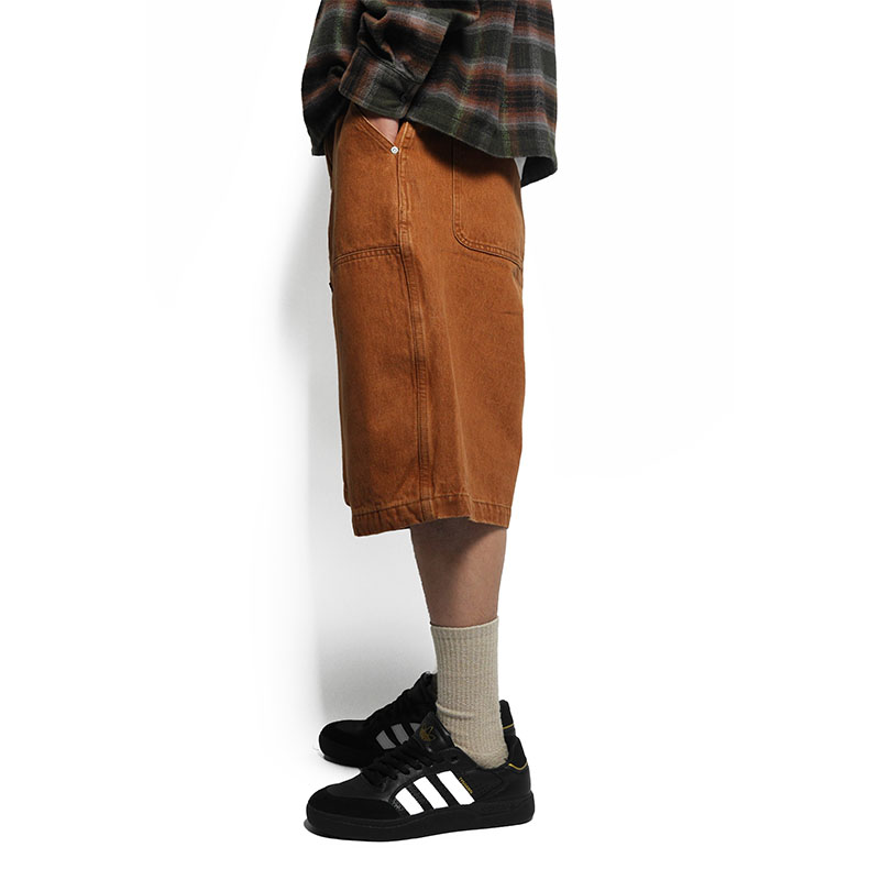 W KNEE BIG DENIM SHORTS -BROWN-