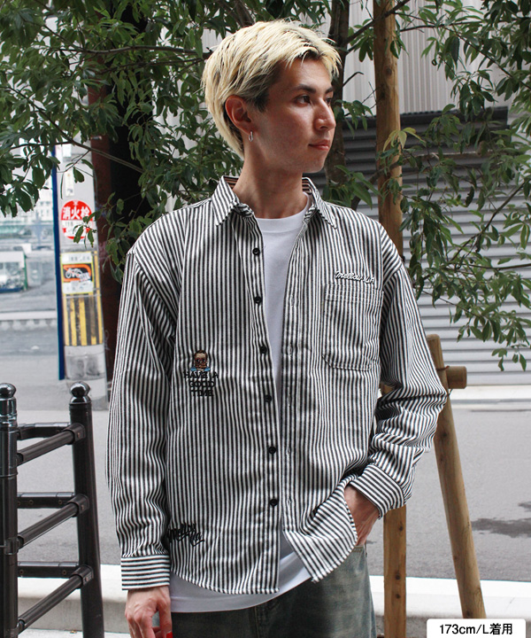 HICKORY STRIPE SHIRTS -ホワイト/ブラック-