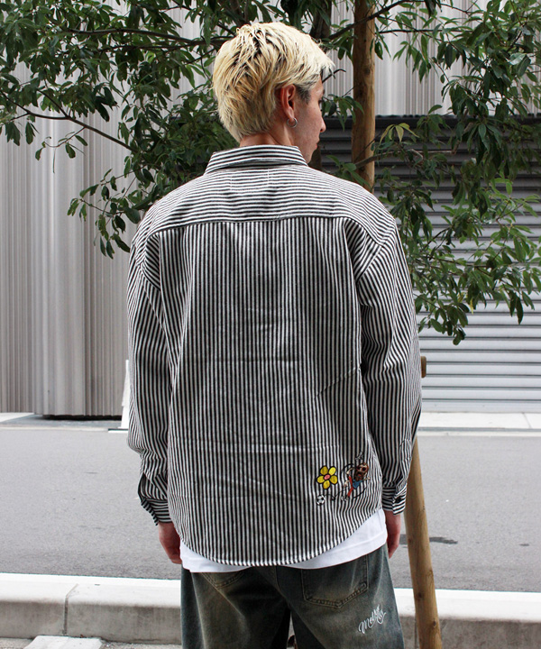 HICKORY STRIPE SHIRTS -ホワイト/ブラック-
