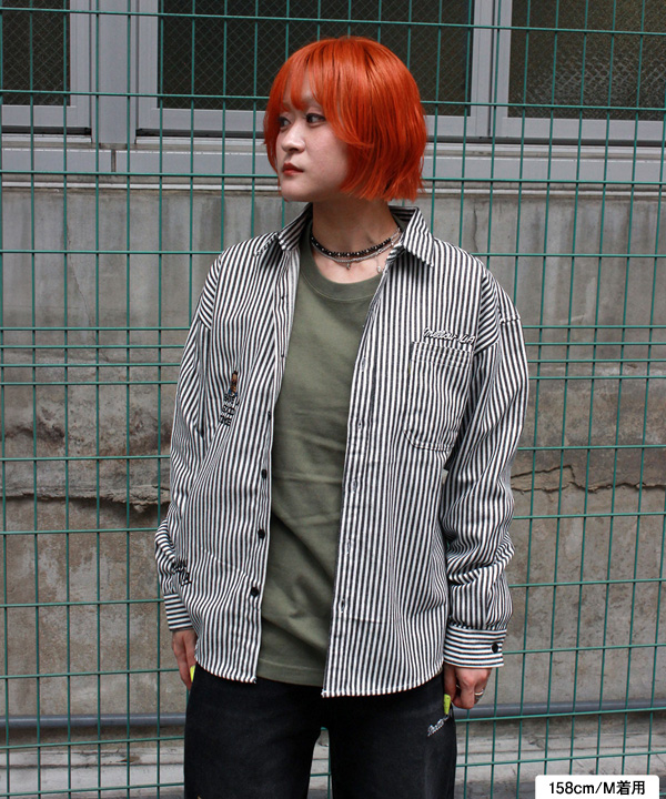 HICKORY STRIPE SHIRTS -ホワイト/ブラック-