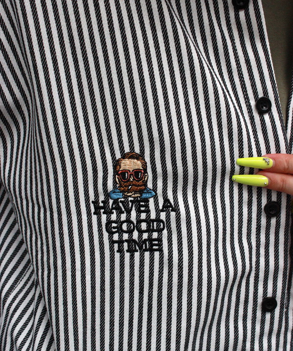 HICKORY STRIPE SHIRTS -ホワイト/ブラック-