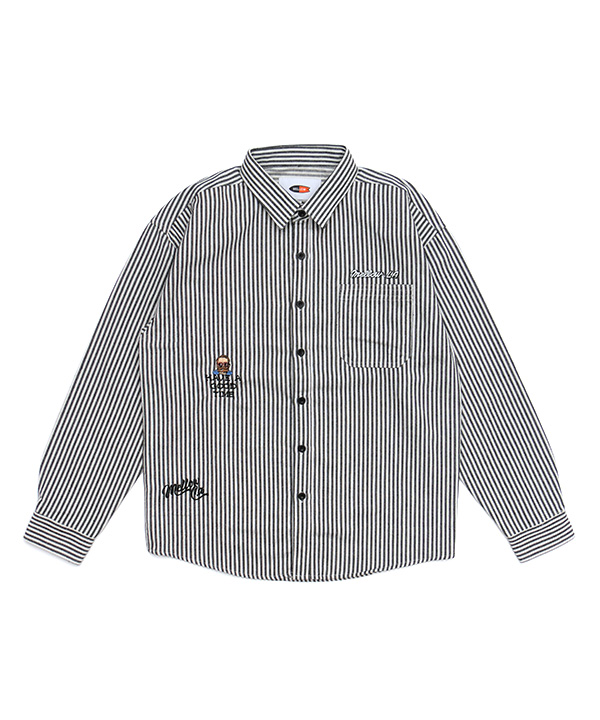 HICKORY STRIPE SHIRTS -ホワイト/ブラック-