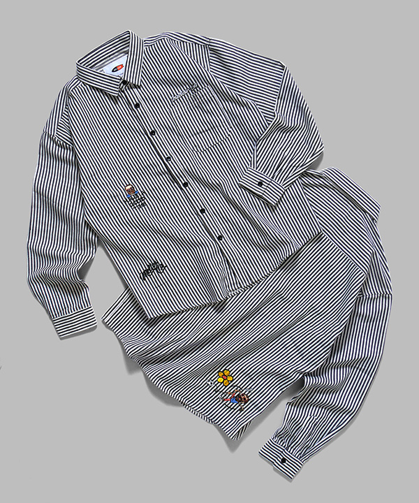 HICKORY STRIPE SHIRTS -ホワイト/ブラック-