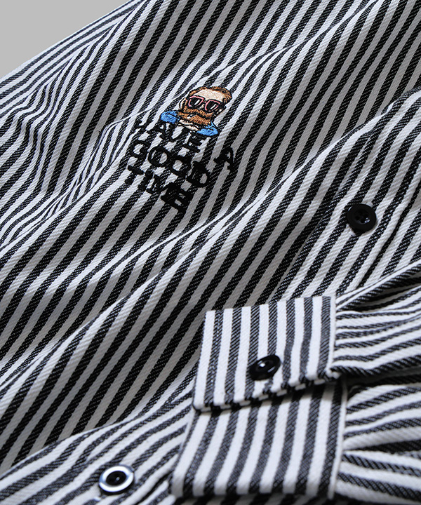 HICKORY STRIPE SHIRTS -ホワイト/ブラック-